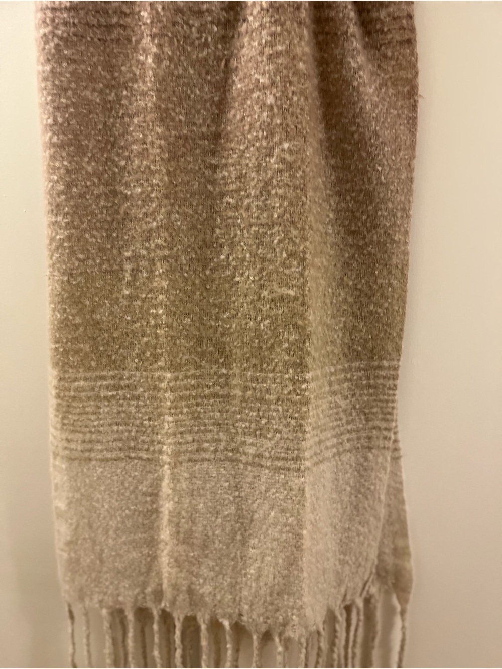 Mer Sea Ombré Scarf Shawl Cream Tan Fringe
